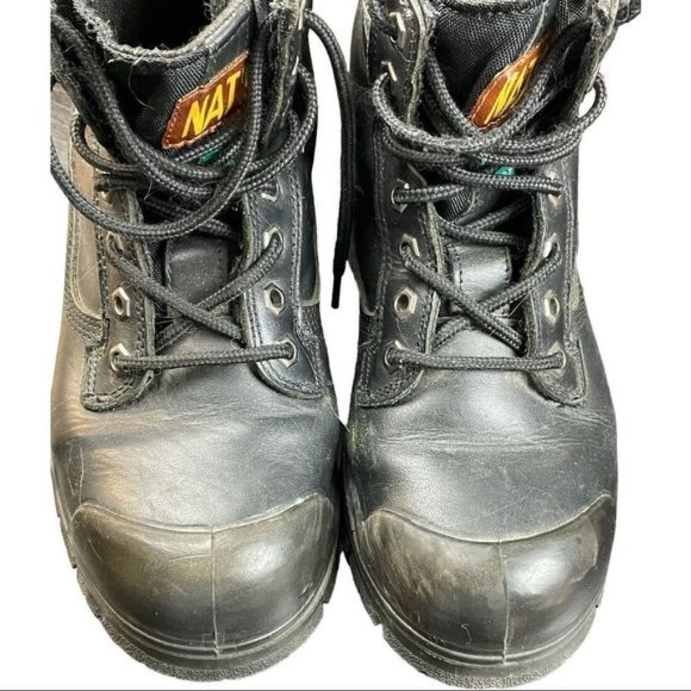 NAT’S Work Boots Steel Toed Protective Womens Black Size 6.5